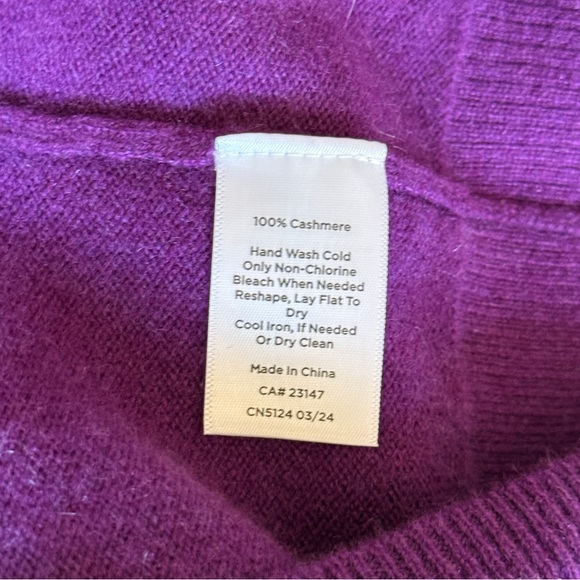 Talbots Audrey 100% Cashmere Sweater Dark Plum Purple Heather Pullover Sz Large - Picture 8 of 8